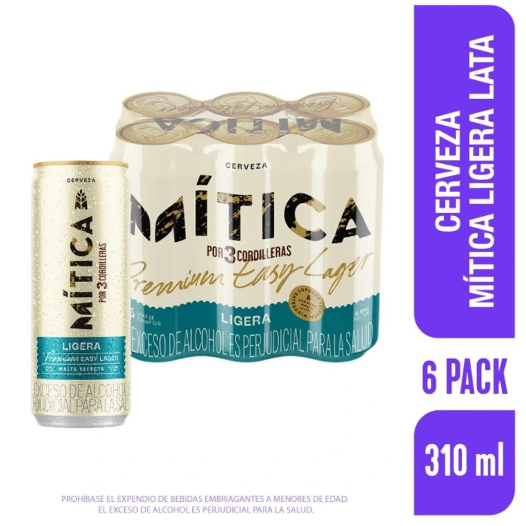 Cerveza Mítica Ligera Lata 310Ml 6 Unidades