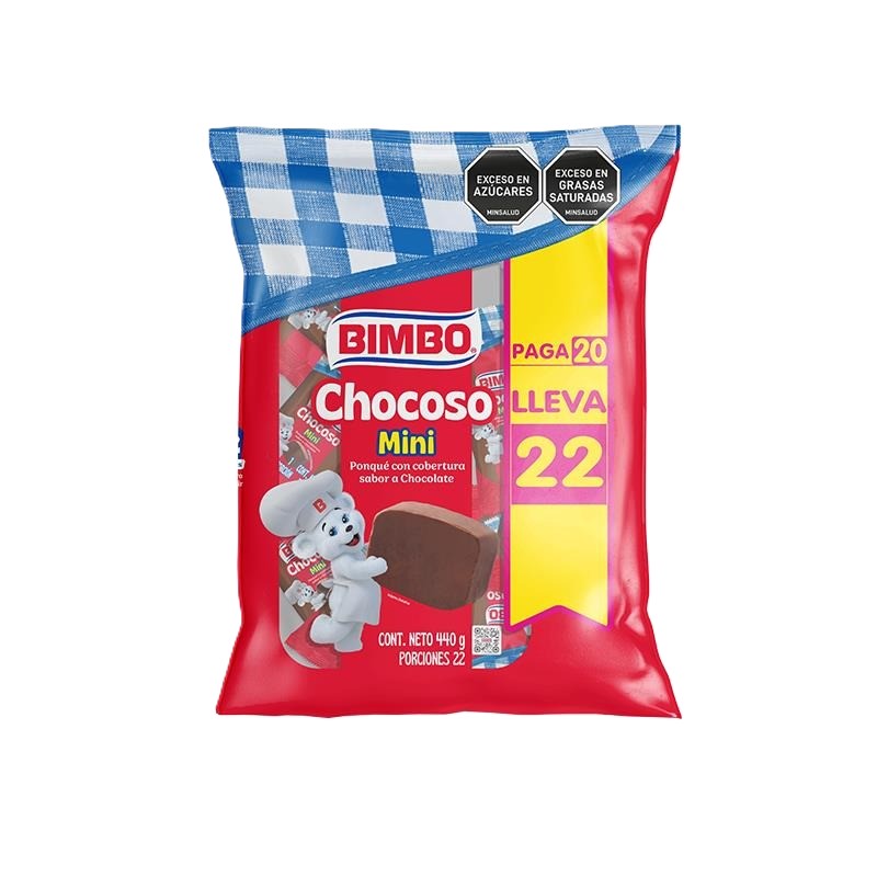 Chocoso Mini Bimbo Pague 20 Lleve 22 Unidades 440Gr