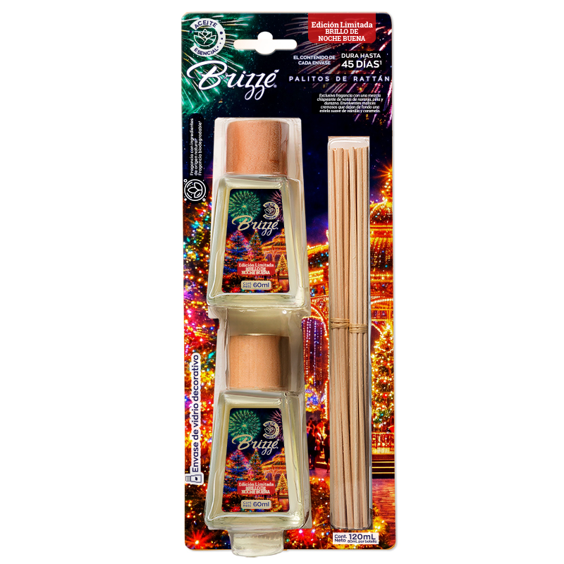 Ambientador Brizzé Noche Buena Palitos De Rattan 60Ml 2 Unidades