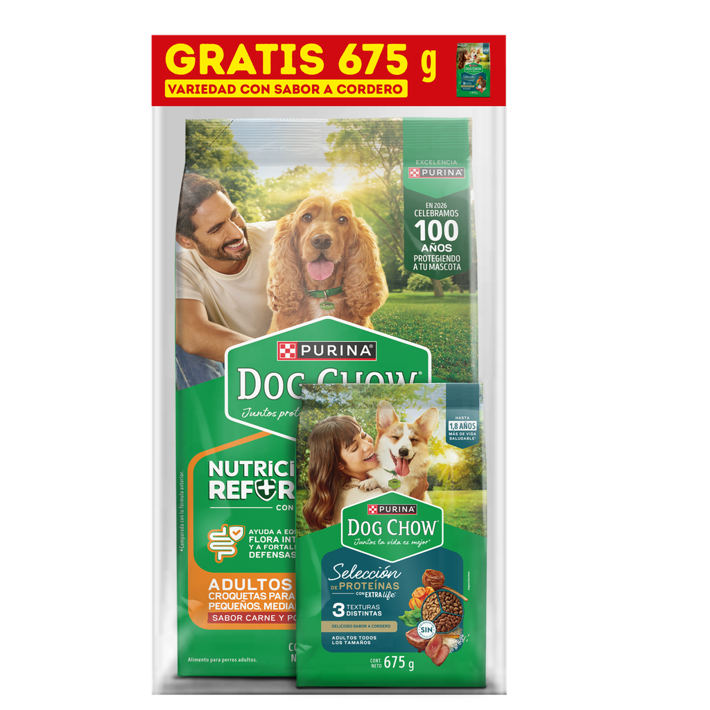Dog Chow Adultos 2Kg Gratis Dog Chow Selección Proteínas 675Gr