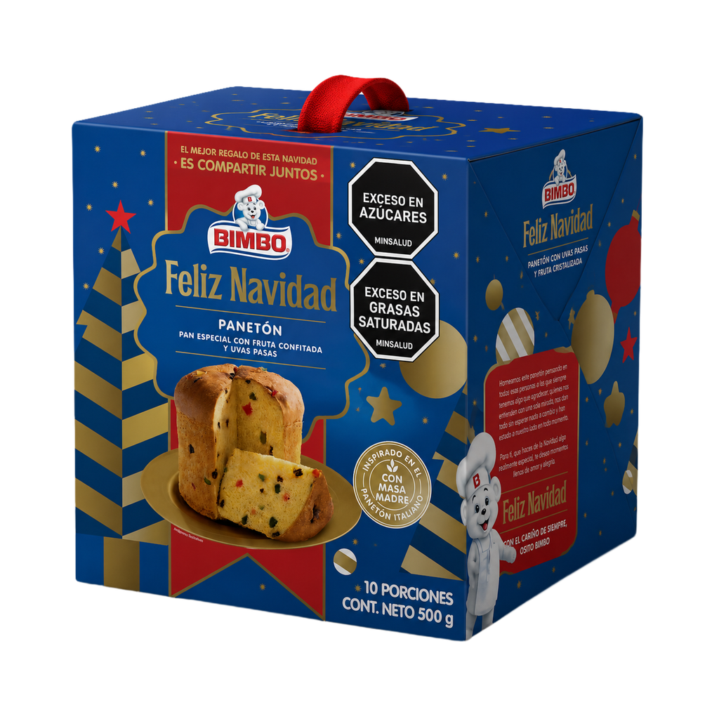 Panetón Navidad Bimbo Fruta Confitada Y Uvas Pasas 500Gr