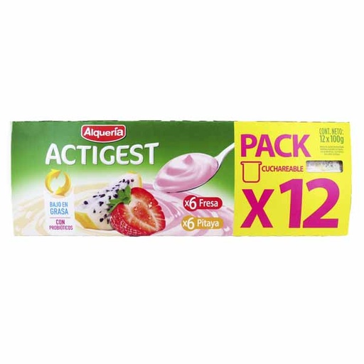 [047473] Actigest Cuchareable Pitaya y Fresa 12 Unidades 1200Gr
