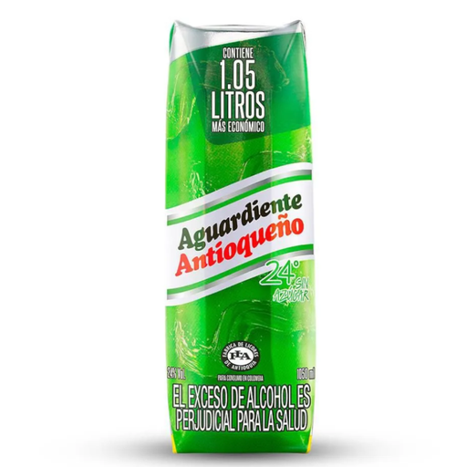 [051437] Aguardiente Antioqueño Verde 24° Sin Azúcar Tetrabrik 1050Cc