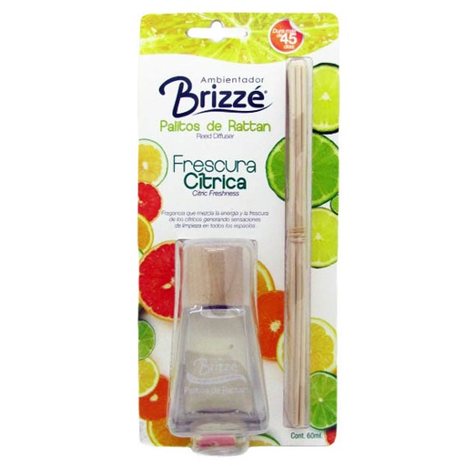 [014802] Ambientador Brizze Frescura Citrica Palitos Rattan 60Ml