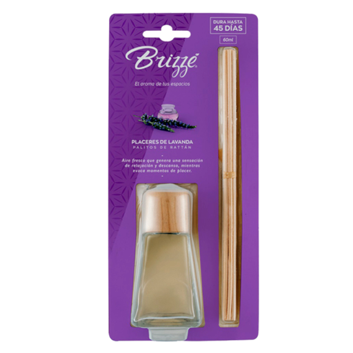 [018106] Ambientador Brizze Palitos de Rattan Placeres Lavanda 60Ml