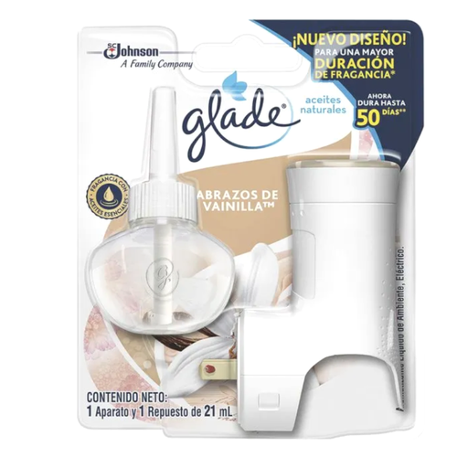 [048299] Ambientador Glade Aceites Naturales Abrazo Vainilla Repuesto 21Ml Y Unidad Eléctrica