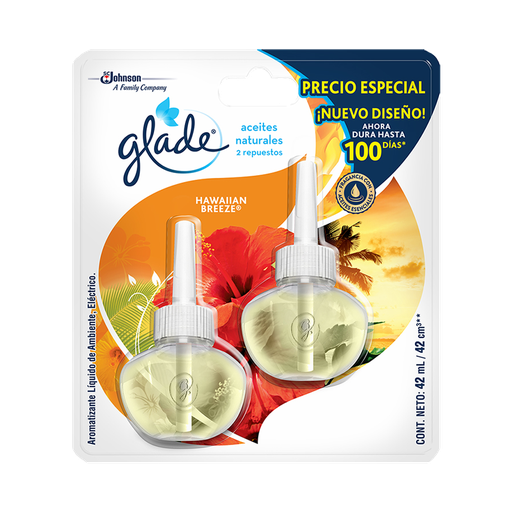 [002286] Ambientador Glade Aceites Naturales Hawai Repuesto 2 Unidades 42Ml