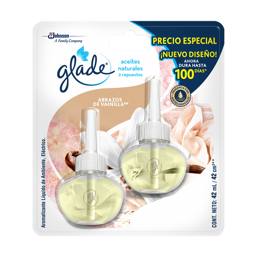 [048298] Ambientador Glade Aceites Naturales Vainilla Repuesto 2 Unidades 42Ml