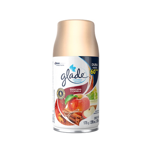 [014160] Ambientador Glade Manzana Canela Auto Repuesto Spray 270Ml