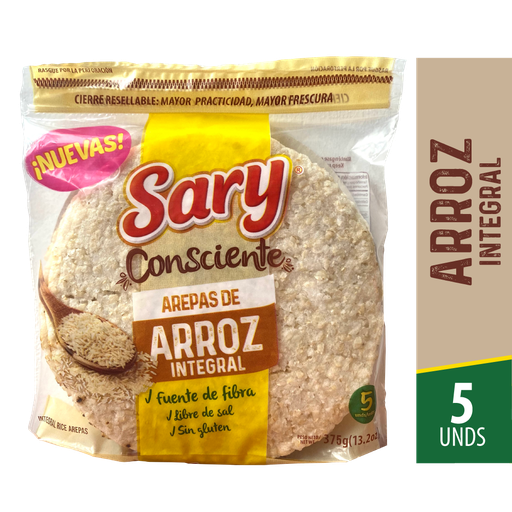 [052950] Arepa Arroz Integral Sary 5 Unidades 375Gr