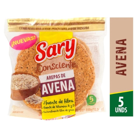 [053431] Arepa Avena Consciente Sary 5 Unidades 350Gr