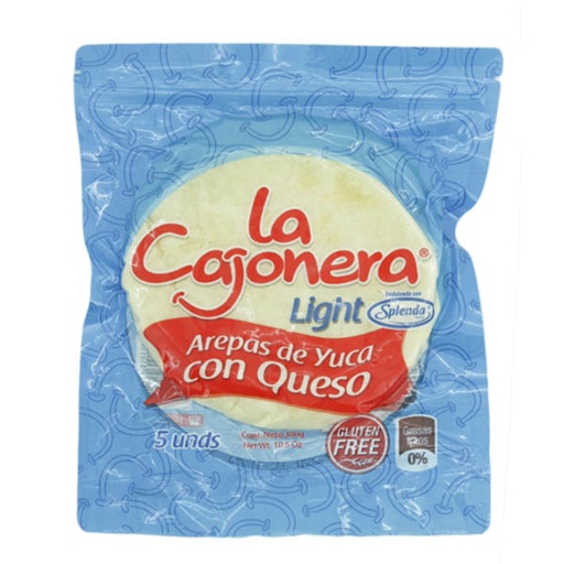 [014738] Arepa La Cajonera Light Yuca Con Queso 5 Unidades 300Gr