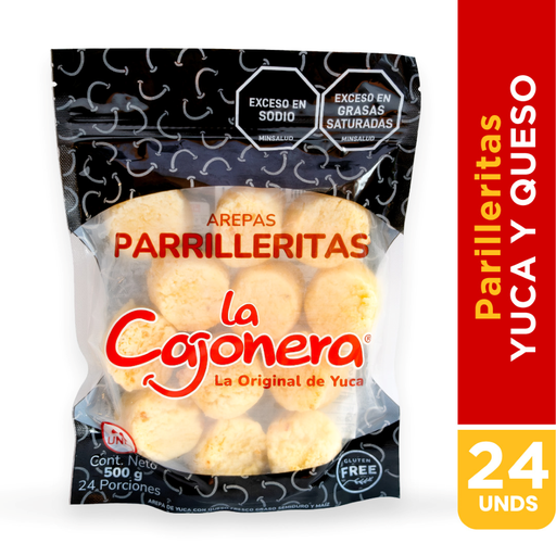 [015829] Arepa La Cajonera Parrilleritas Yuca Con Queso 24 Unidades 500Gr