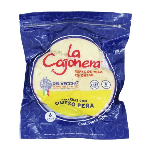 [019500] Arepa La Cajonera Rellena Queso Pera 6 Unidades 300Gr