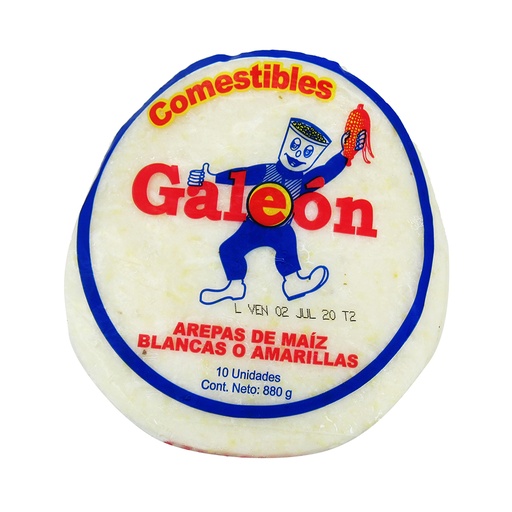 [016089] Arepa Maiz Galeon Blanca 10 Unidades 880Gr