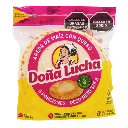 [003859] Arepa Queso Doble Crema Doña Lucha 5 Unidades 375Gr