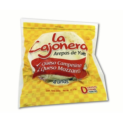 [003869] Arepa Yuca Rellena Queso Mozzarella La Cajonera 4 Unidades 350Gr