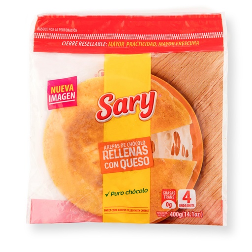 [003843] Arepas Chócolo Sary Rellena Queso 4 Unidades 380Gr