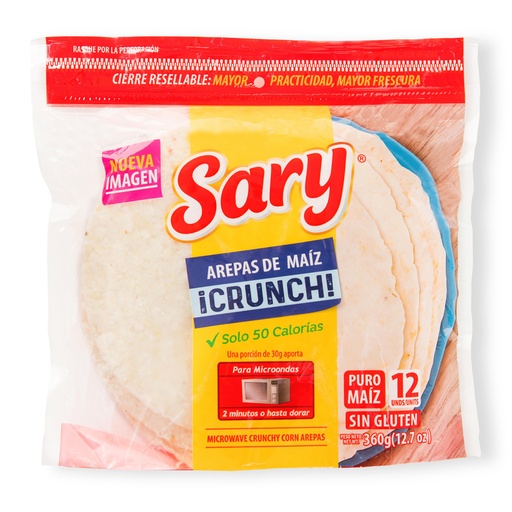 [016948] Arepas Maiz Sary Crunch 12 Unidades 360Gr