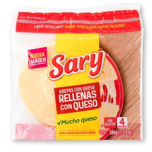 [003854] Arepas Maíz Rellenas Queso Sary 4 Unidades 380Gr