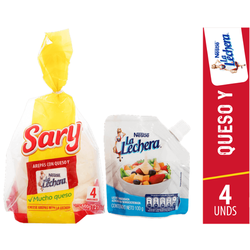 [047862] Arepas Queso Sary 4 Unidades 600Gr + Lechera 100Gr