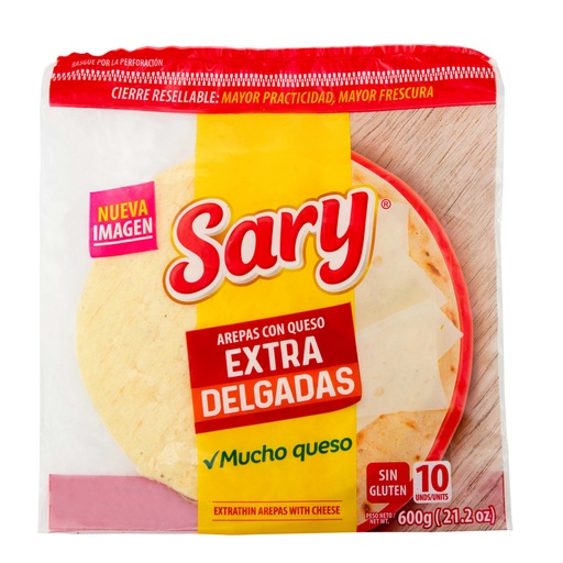 [003850] Arepas Queso Sary Extradelgadas 10 Unidades 600Gr