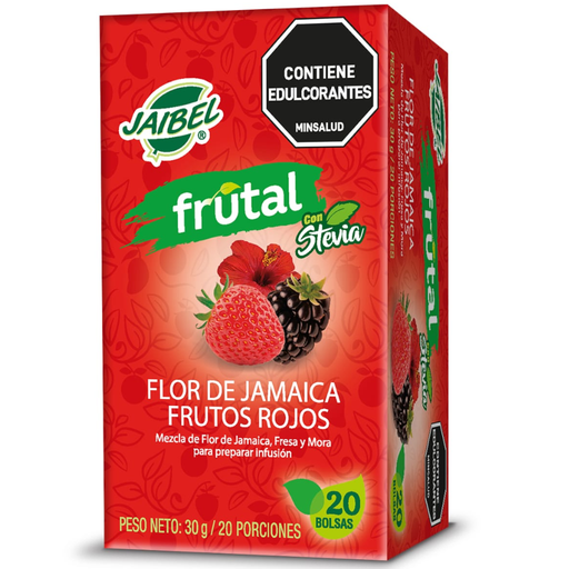 [050606] Aromática Jaibel Frutos Rojos Flor Jamaica Con Stevia 20 Unidades 30Gr