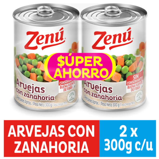 [050392] Arveja Con Zanahoria Zenu Lata 2 Unidades 300Gr