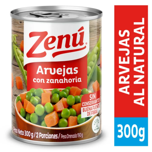 [001186] Arvejas Con Zanahoria Zenú Lata 300Gr
