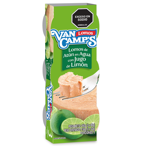 [001398] Atun Van Camps Agua Jugo Limon Premium 3 Unidades 240Gr