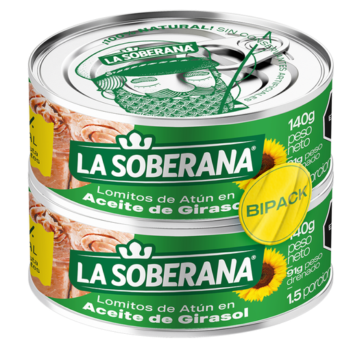 [051361] Lomitos De Atún La Soberana Aceite Girasol 2 Unidades 280Gr