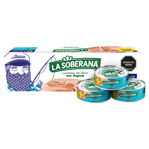 [051423] Lomitos De Atún La Soberana Agua 80Gr 3 Unidades