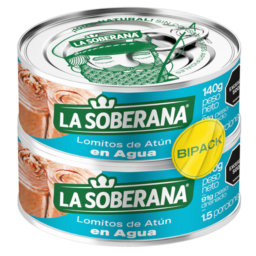 [053337] Lomitos De Atún La Soberana  En Agua 140Gr 2 Unidades