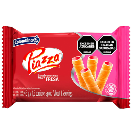 [001377] Barquillos Piazza Fresa 10 Unidades 45Gr