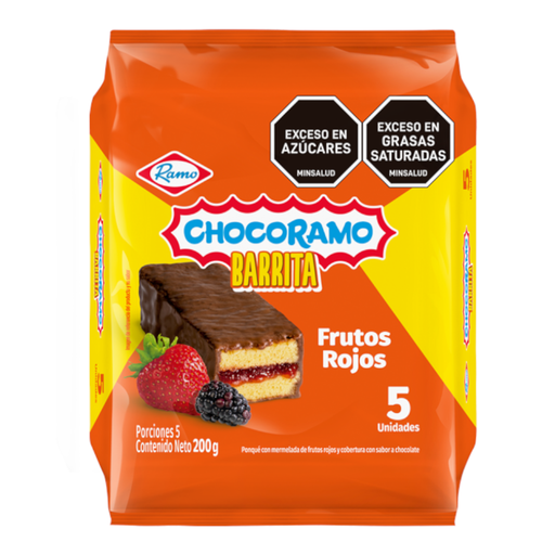 [004998] Barrita Chocoramo Frutos Rojos Ramo 5 Unidades 200Gr