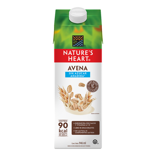 [052393] Bebida De Avena Nature's Heart Sin Azúcar Tetrapak 946Ml