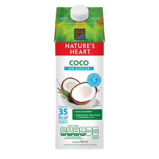 [052392] Bebida De Coco Nature's Heart Sin Azúcar Tetrapak 946Ml