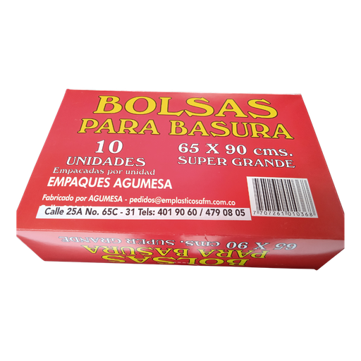 [052955] Bolsa Basura Afm 65 x 90 Cm Super Grande 10 Unidades