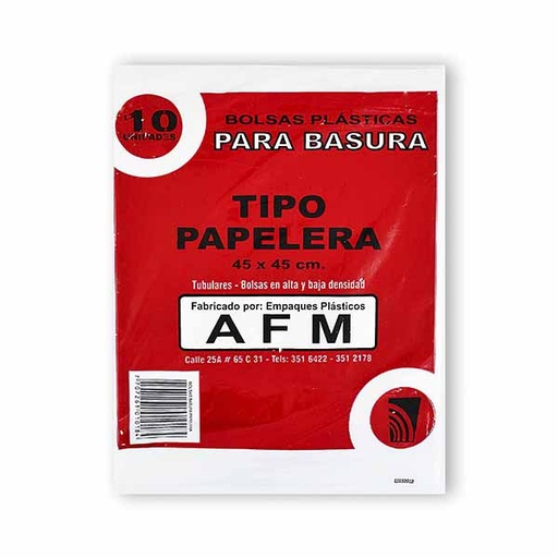 [002177] Bolsa Basura Blanca AFM Papelera 45X45Cm 10 Unidades