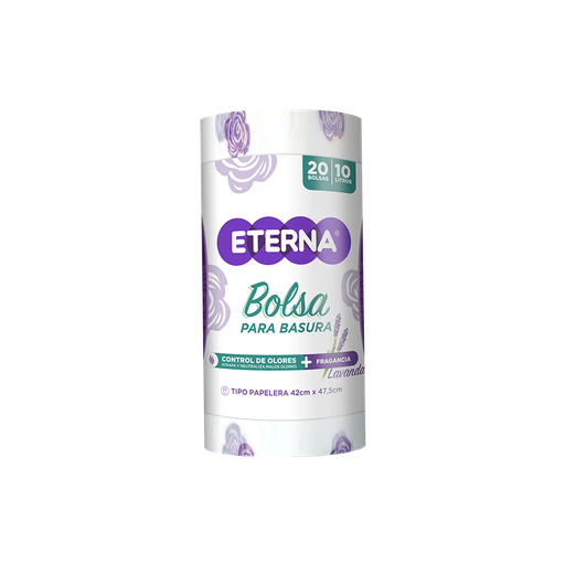 [052537] Bolsa Basura Blanca Eterna Pequeña Control De Olores Fragancia Lavanda 20 Unidades