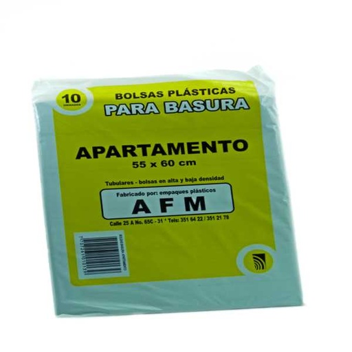 [002178] Bolsa Basura Negra AFM Apartamento 55X60Cm 10 Unidades