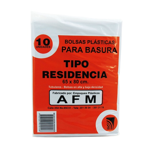 [002176] Bolsa Basura Negra AFM Residencia 65X80Cm 10 Unidades