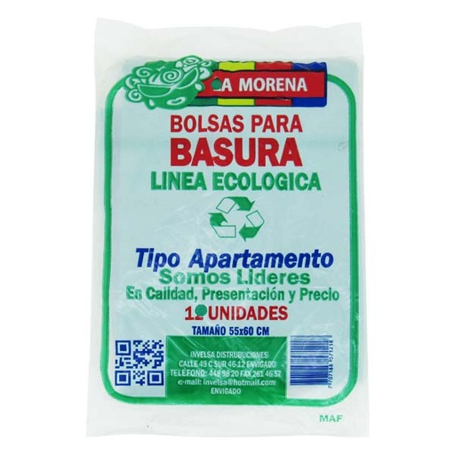 [002114] Bolsa Basura Negra La Morena Tipo Apartamento 55X60Cm 12 Unidades