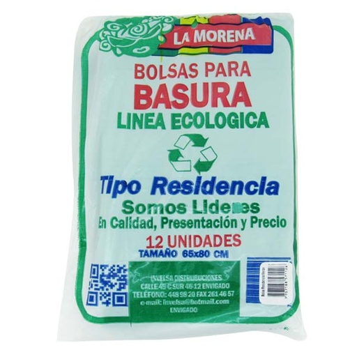 [002199] Bolsa Basura Negra La Morena Tipo Residencia 12 Unidades