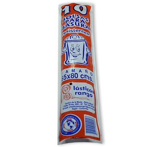 [000911] Bolsa Basura Negra Plásticos Arango  65X80 Rollo 10 Unidades