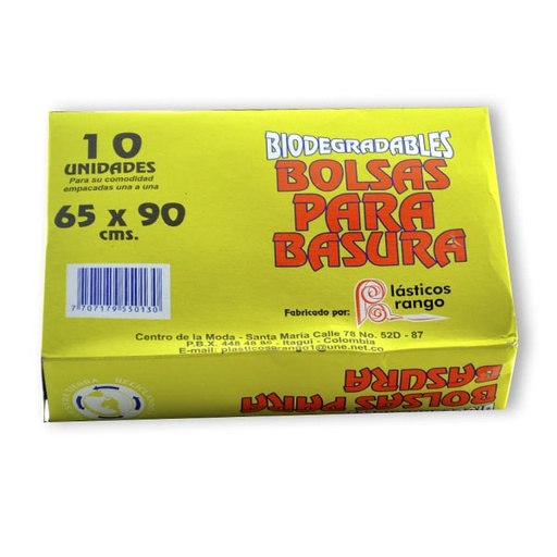 [000915] Bolsa Basura Negra Plásticos Arango Biodegradable 65X90 Caja 10 Unidades