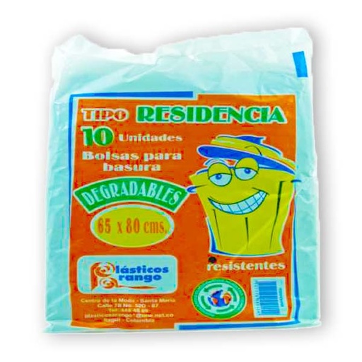 [000921] Bolsa Basura Negra Plásticos Arango Biodegradable Residencia 65X80 10 Unidades