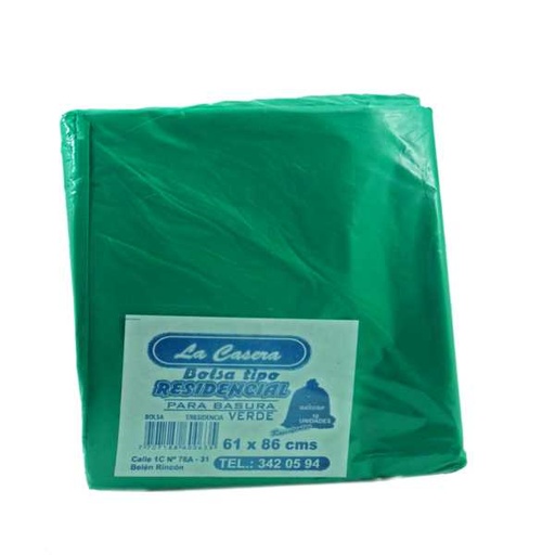 [003935] Bolsa Basura Verde La Casera Residencial 61X86Cm 10 Unidades