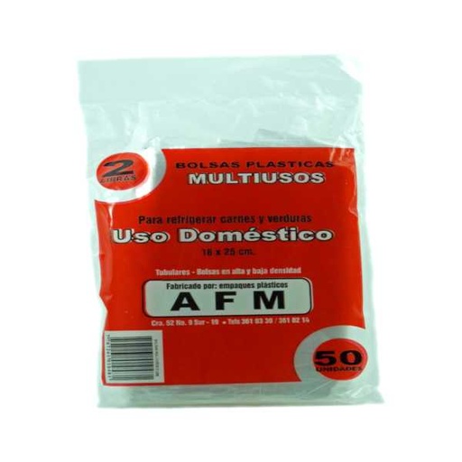 [002183] Bolsa Multiuso AFM Domestica Transparente 18X25 2Lb 50 Unidades