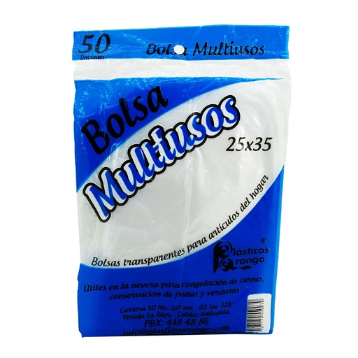 [000926] Bolsa Multiusos Plásticos Arango Transparente 25X35 50 Unidades